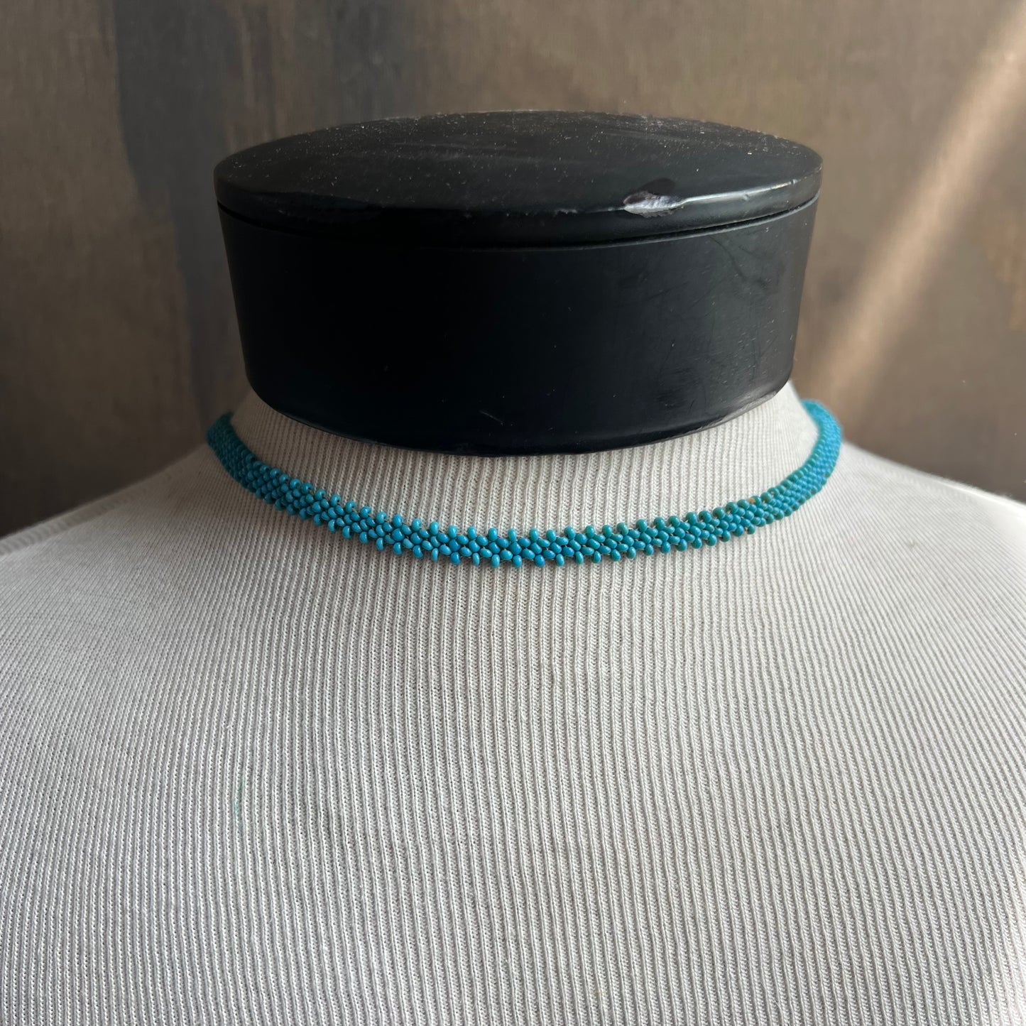 Vintage Seed Bead Blue Star Necklace