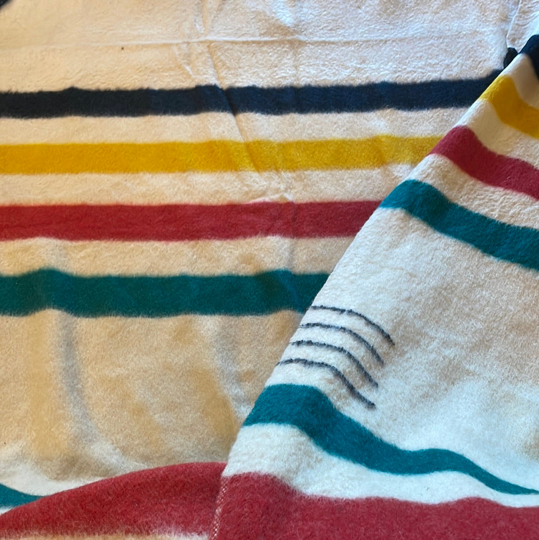 Vintage Hudson Bay 4 Point Wool Blanket XL