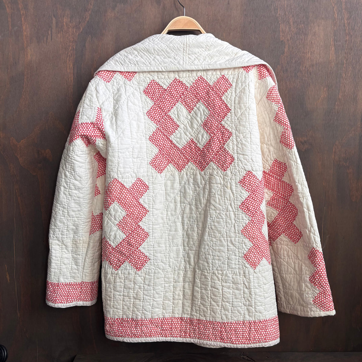 Vintage White and Red Dot Quilt Jacket