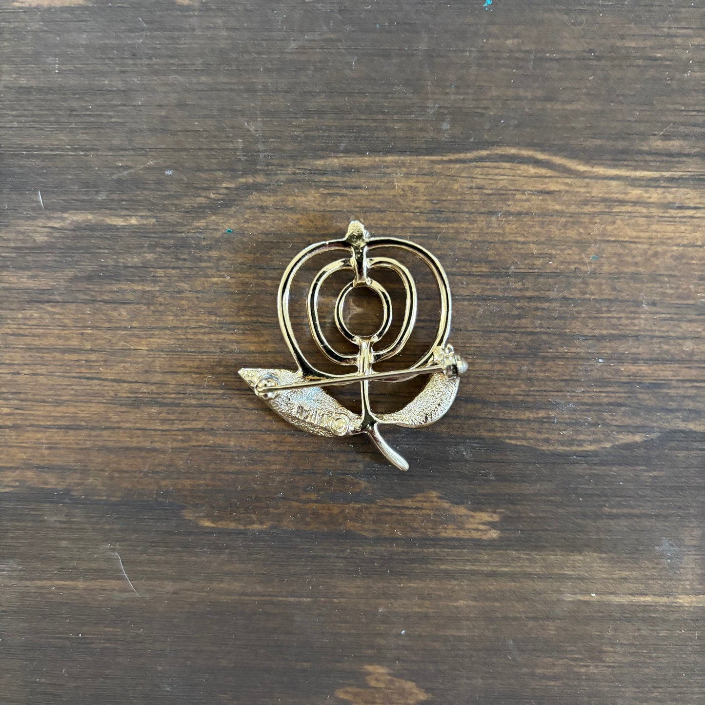 Gold Tone Apple Rose Pin
