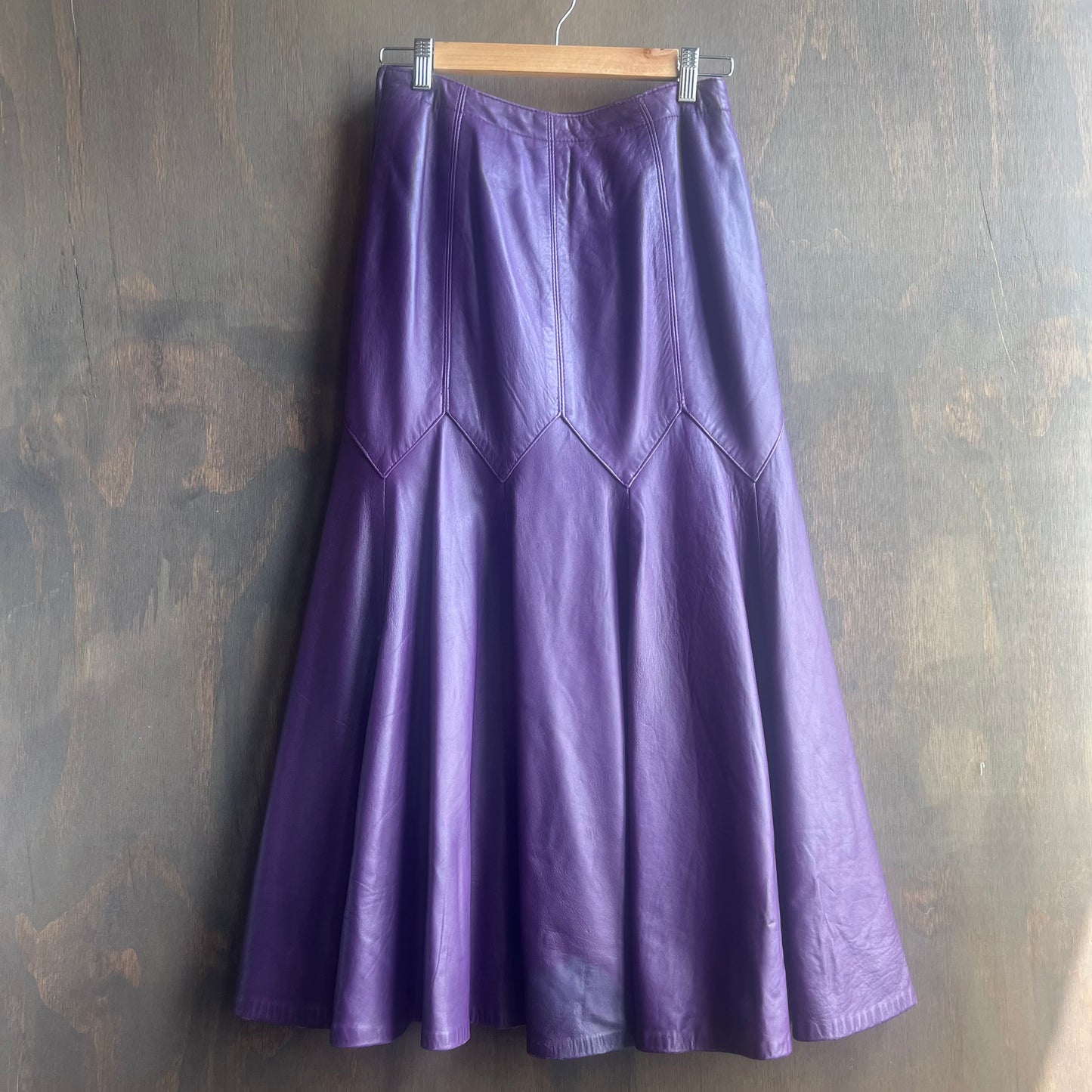 Bettina Purple Leather Pleated Skirt