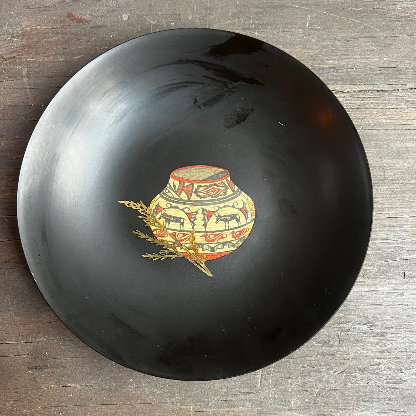 Black Couroc Pottery Plate