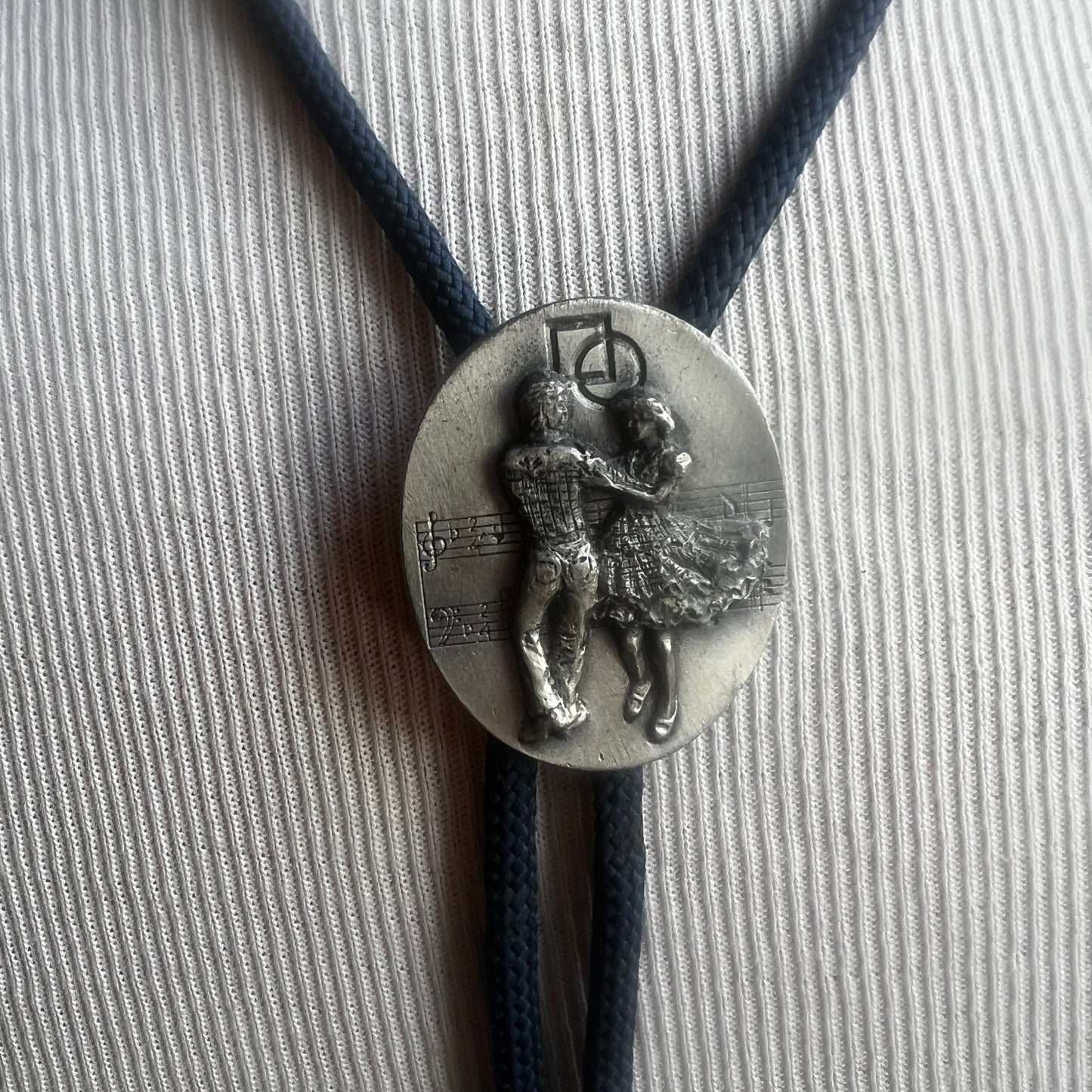 Square Dancer on Silver Coin Bolo Tie