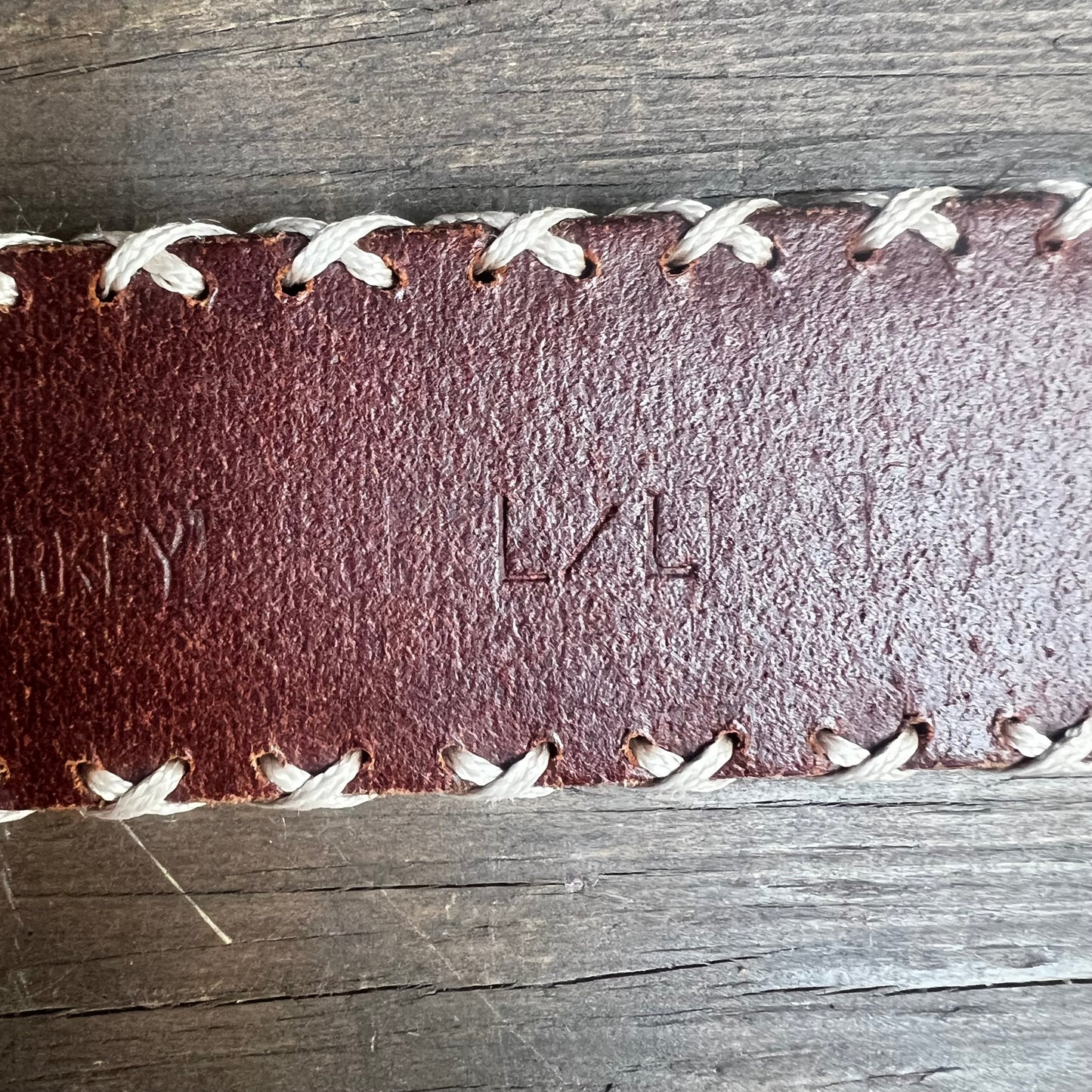 Leather Belt with White Stitched Border