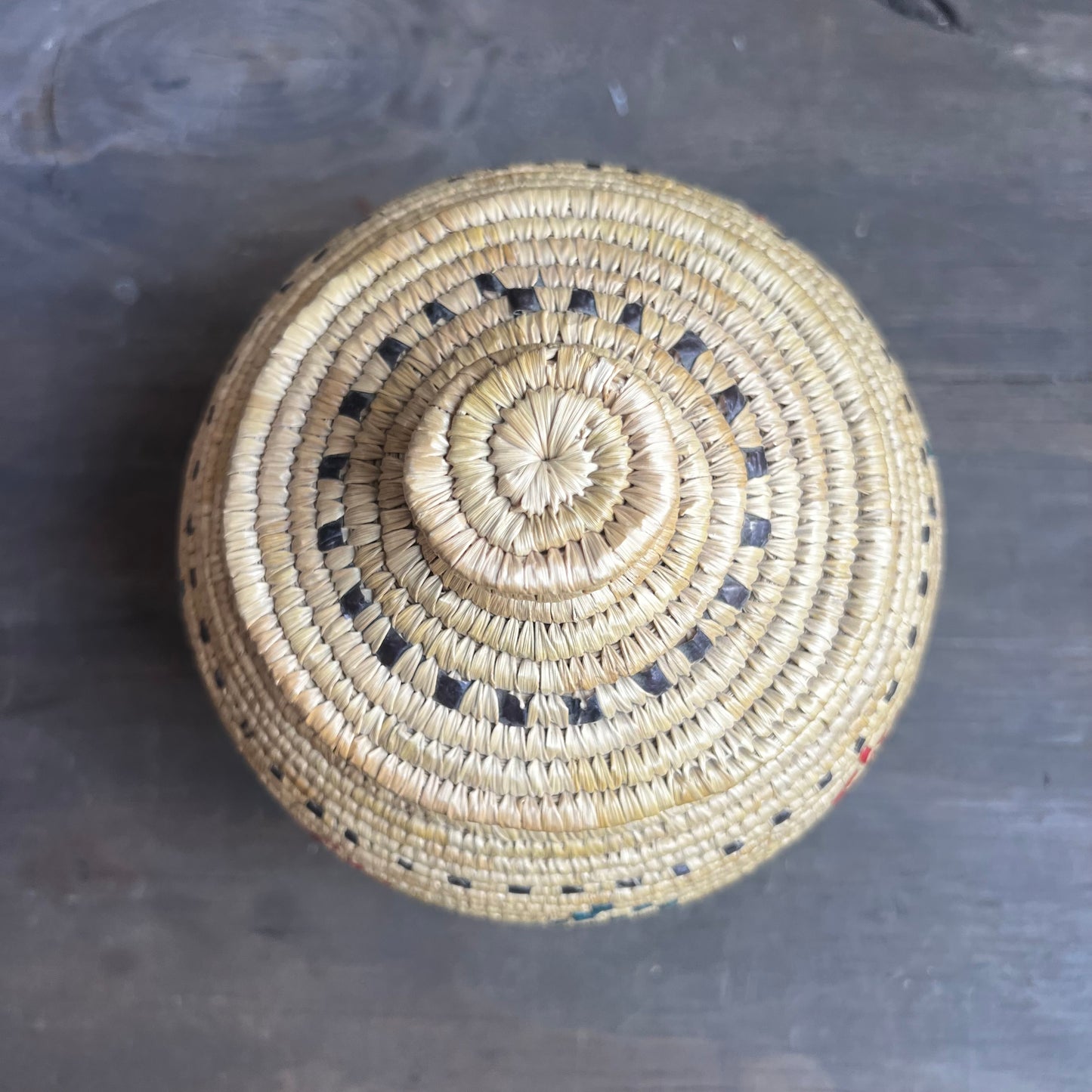 Native Alaskan Coiled Lidded Basket