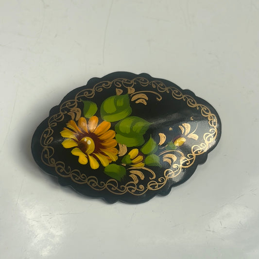 Black Flower Pin \ Brooch