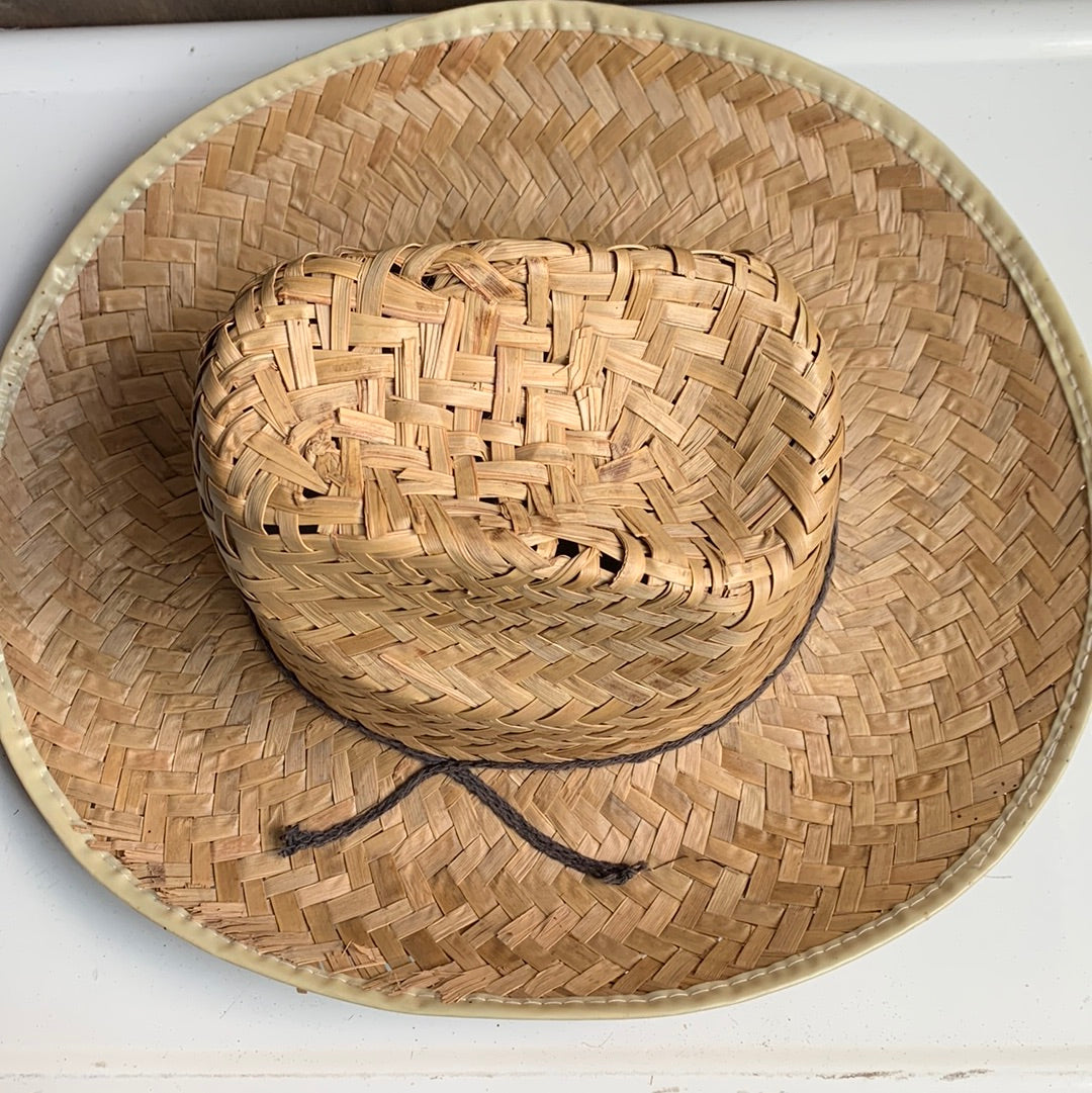 Straw Hat with Brown Tie
