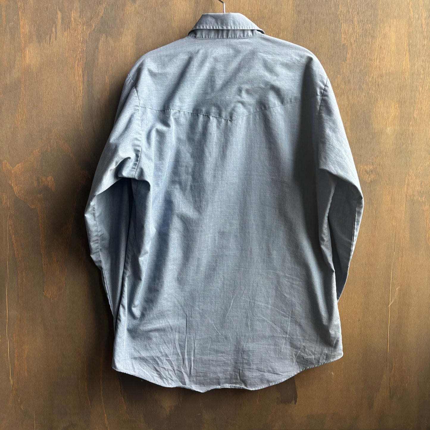 Blue Pearl Snap Button Up with Embroidery