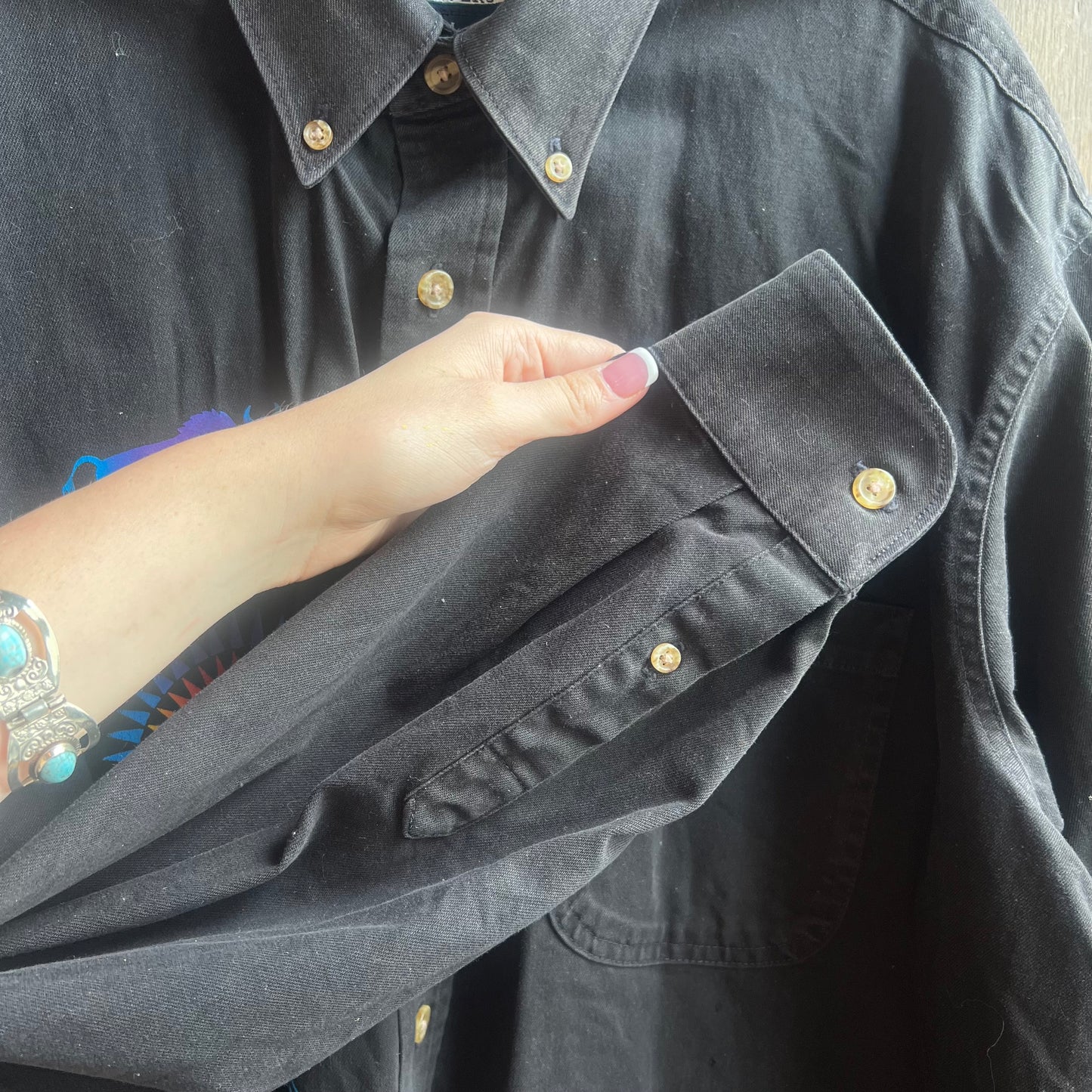 Three Rivers Black Button Down