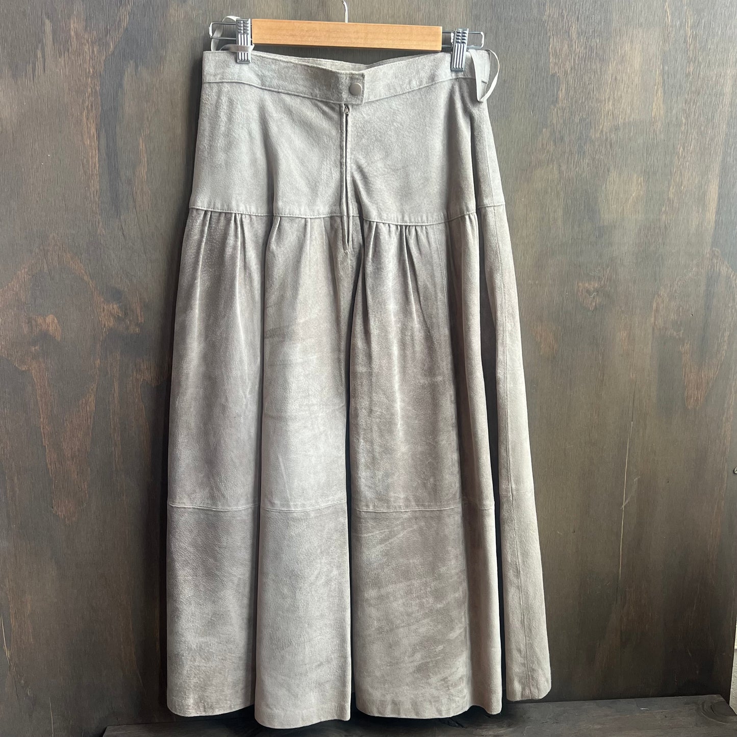 Evan Davies Grey Leather Skirt