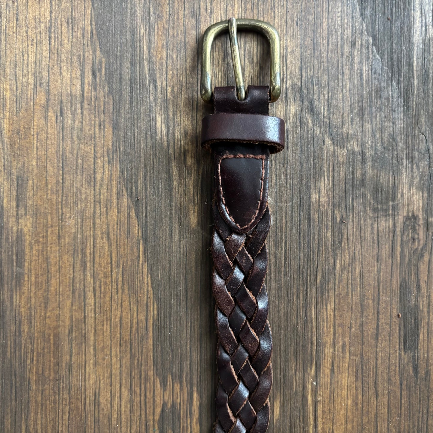 Kids Braided Brown Leather Belt