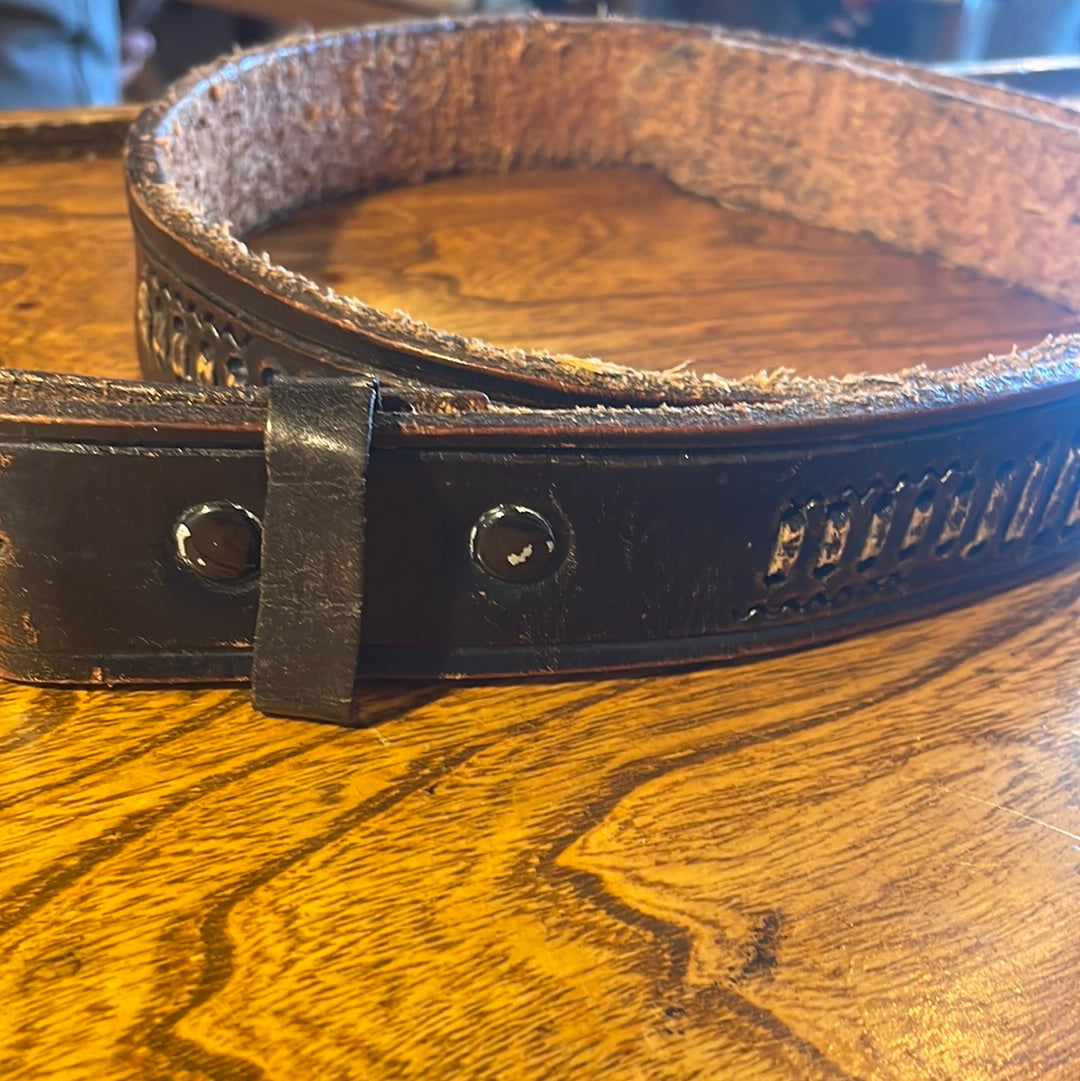 Brown leather woven belt