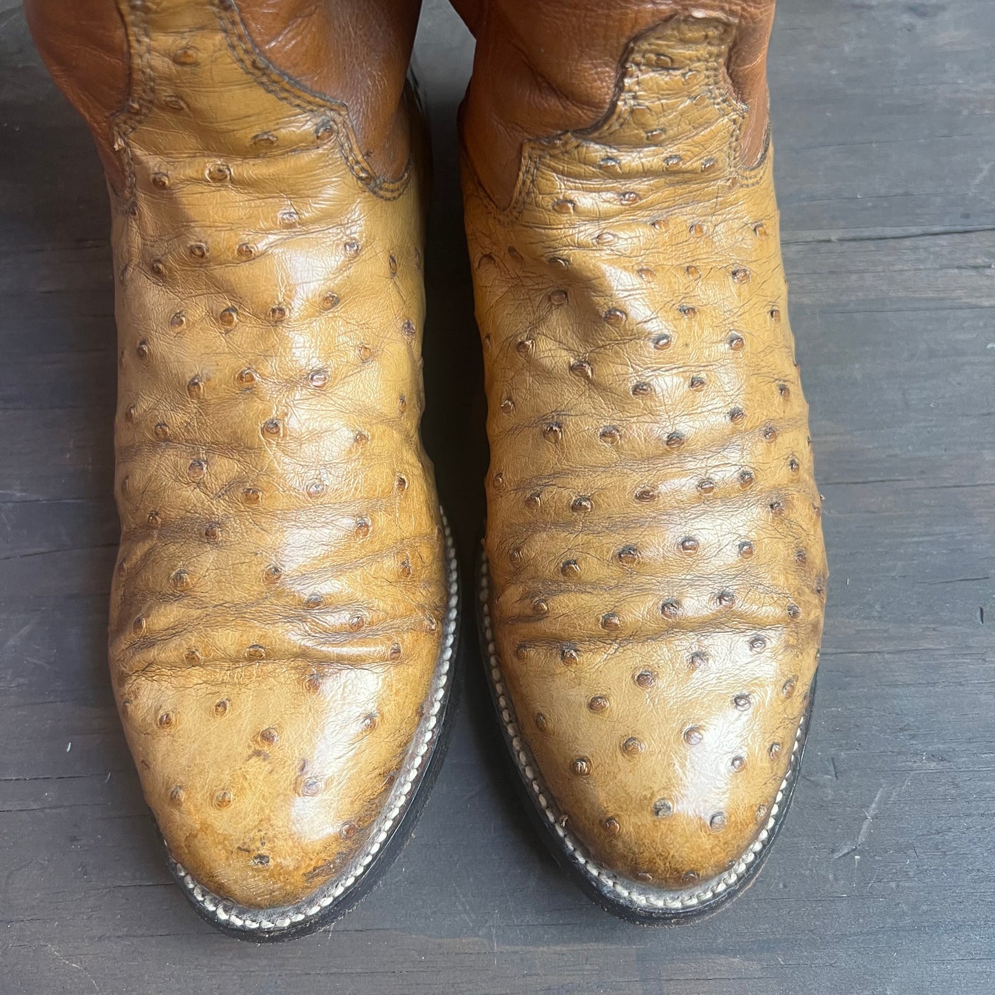 Justin Two-Tone Ostrich Skin Boots