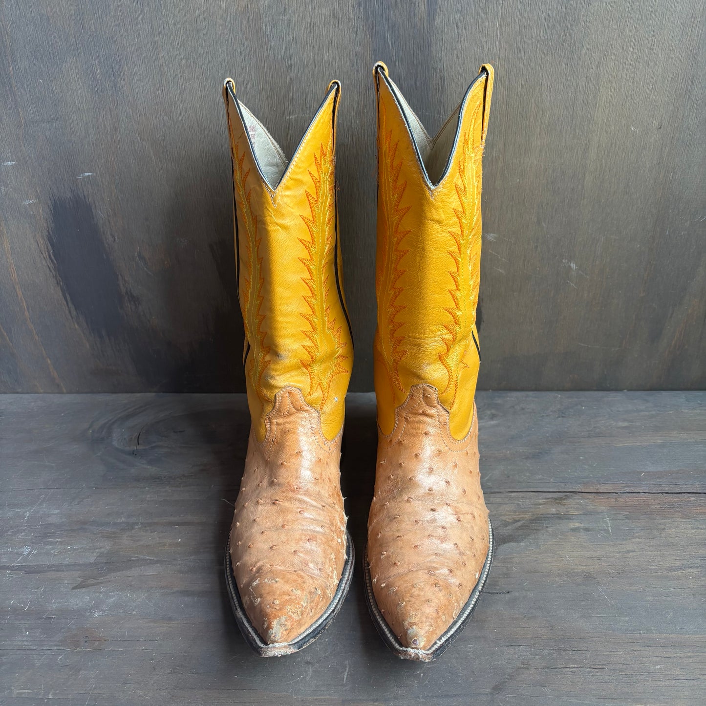 Custom Orange Ostrich Boots