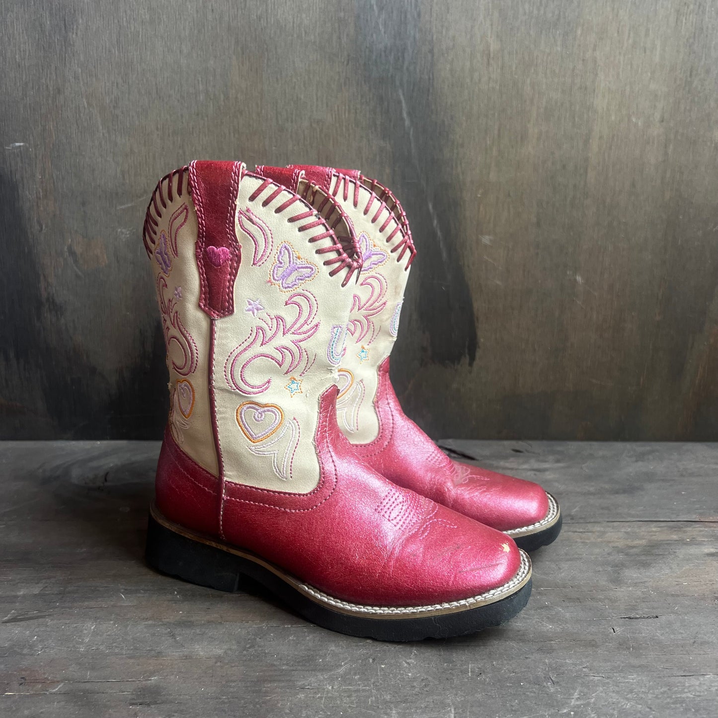 Roper Pink Butterfly Kids Boots