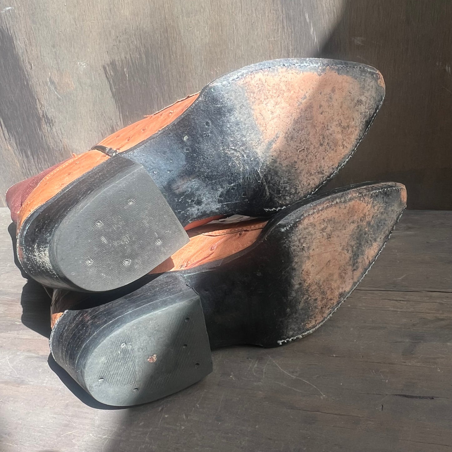 Finn’s Exotic Brown Ostrich and Leather Cowgirl Boots