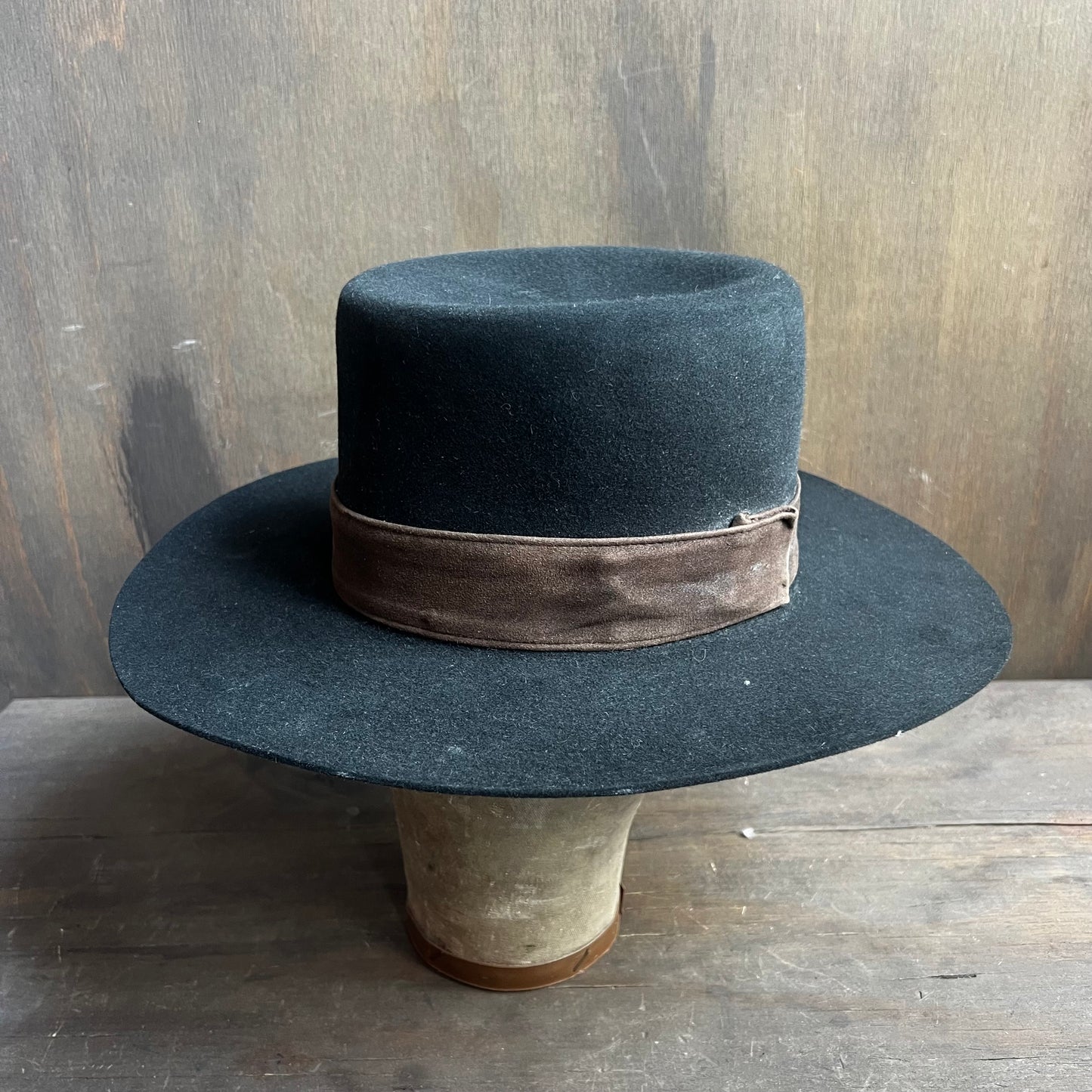 Black Stetson with Brown Ribbon Hat Band