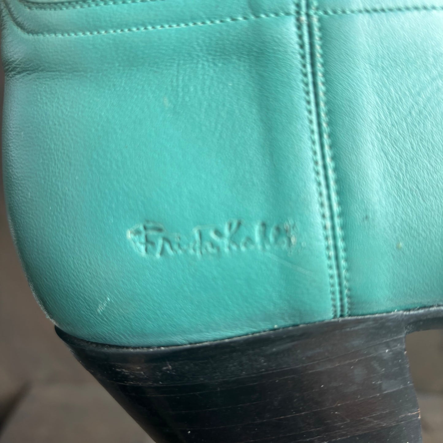 Frida Kahlo Blue Leather Boots