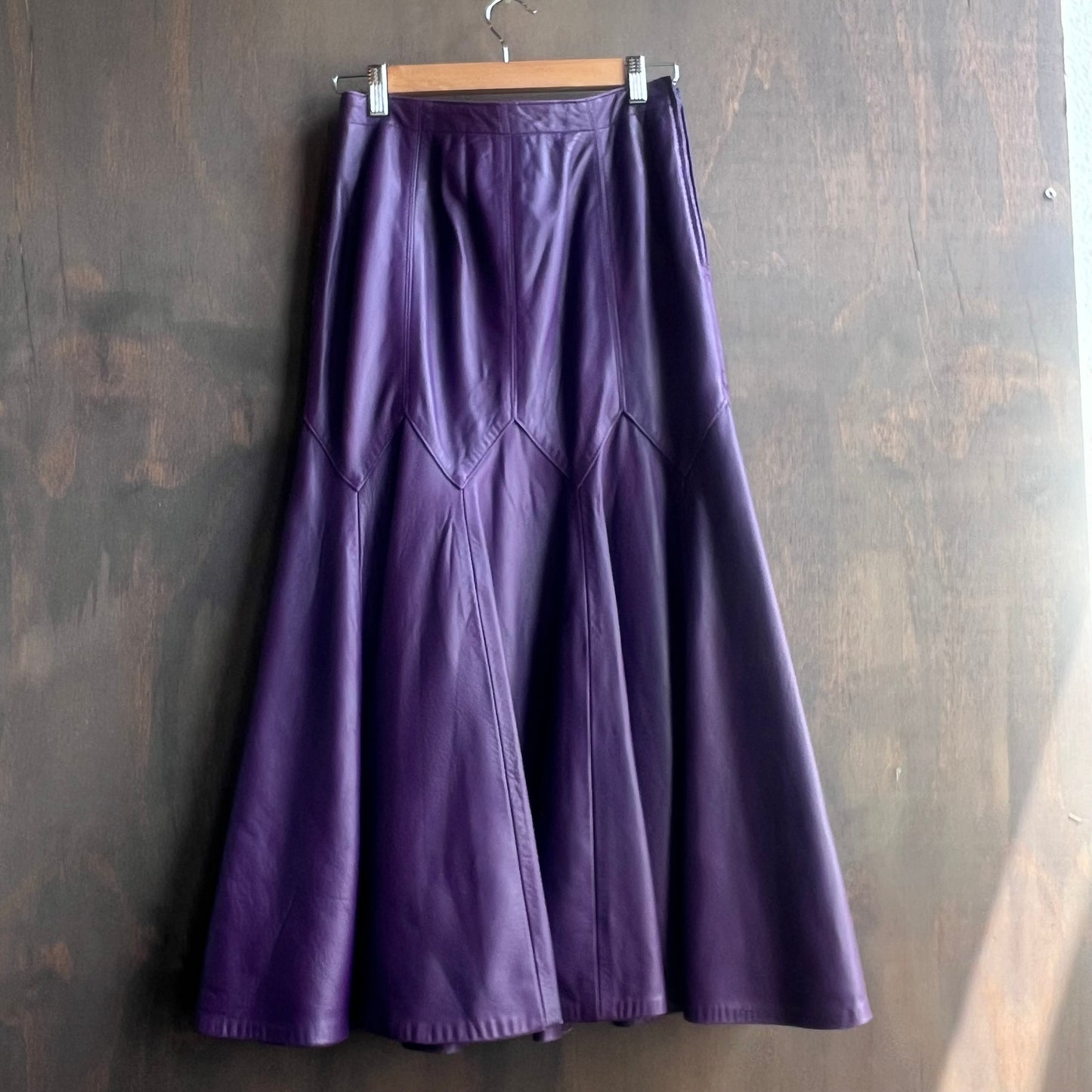 Bettina Purple Leather Pleated Skirt