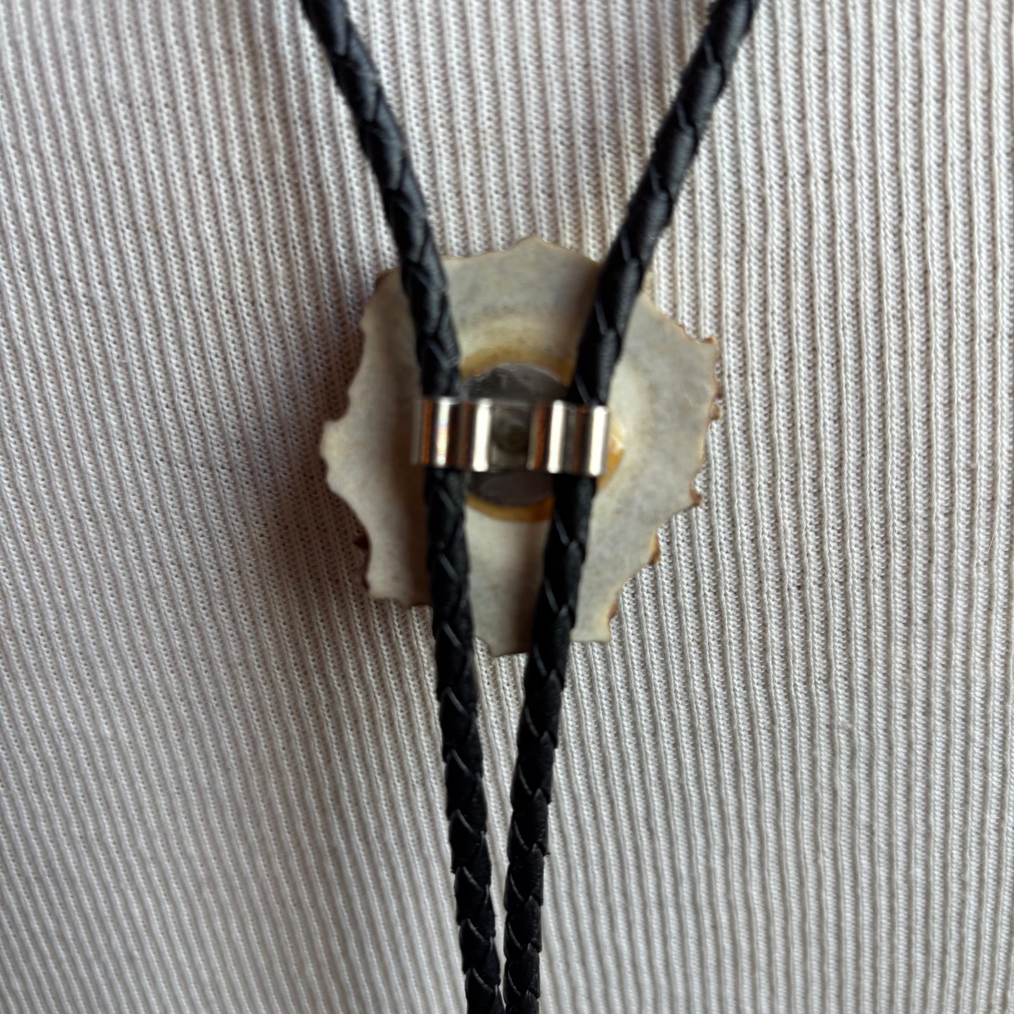 Wood and Stone Bolo on Black Tie