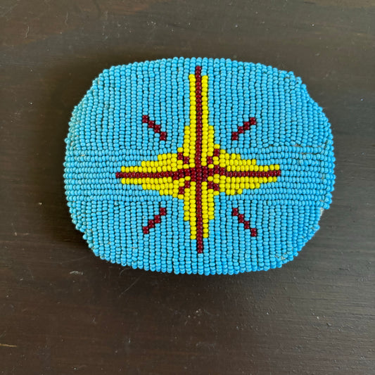 Vintage Handmade Seed Bead Belt Buckle with Star