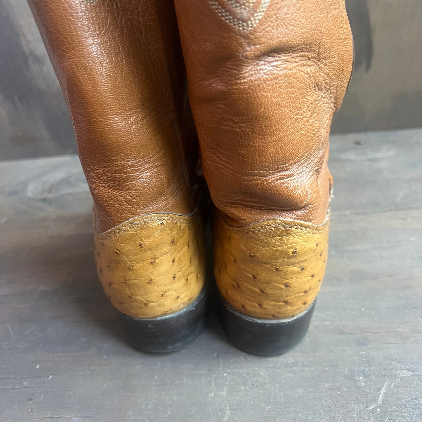 Justin Two-Tone Ostrich Skin Boots