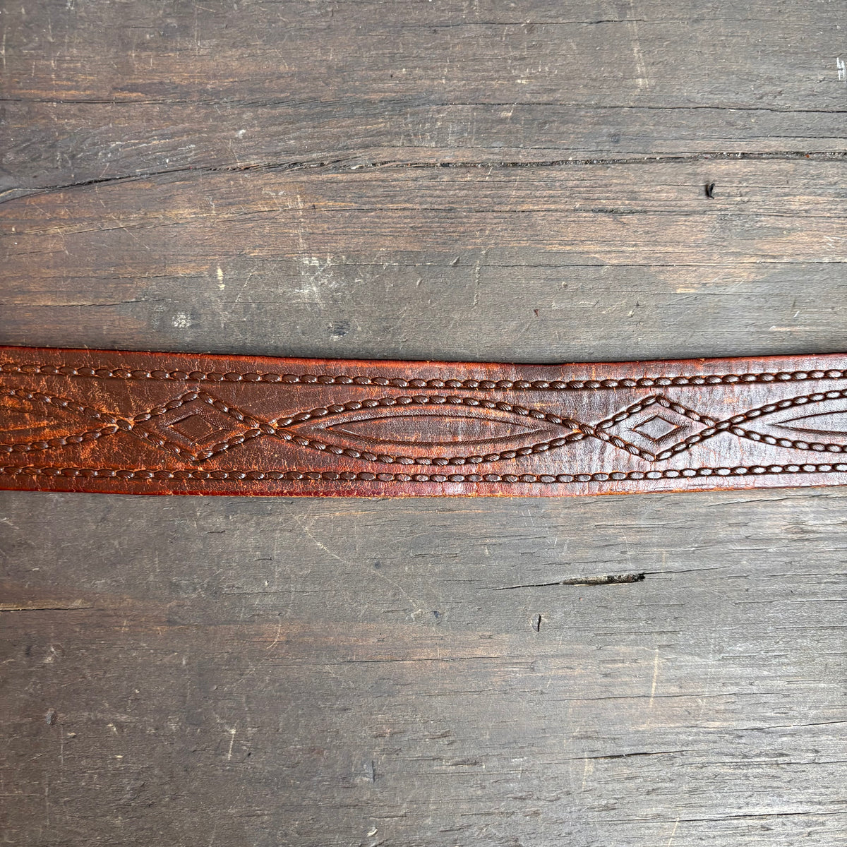 Vintage Brown Tooled Leather Belt