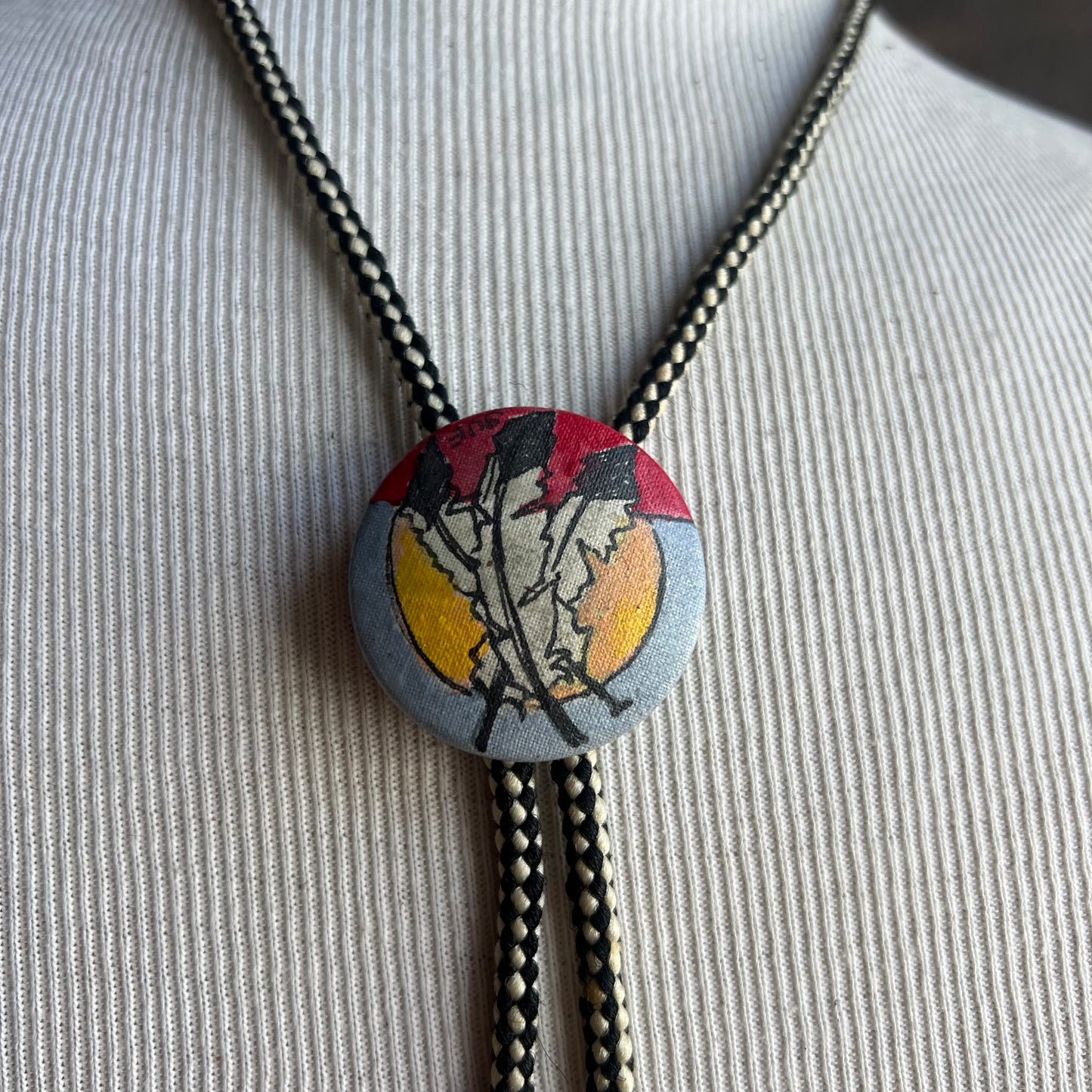 Painted Canvas Bolo Tie