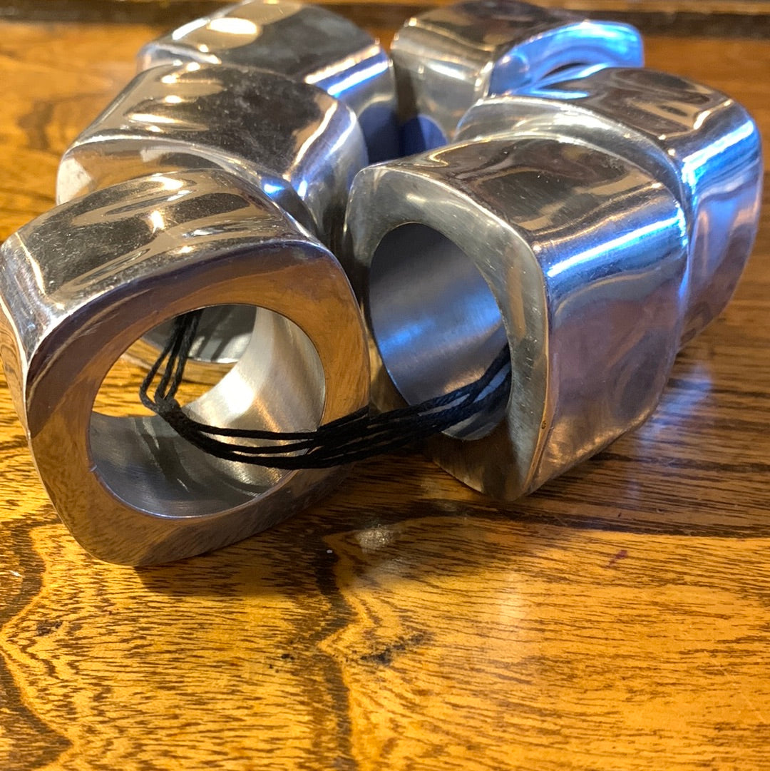 Silver square silver napkin rings (set of 6)