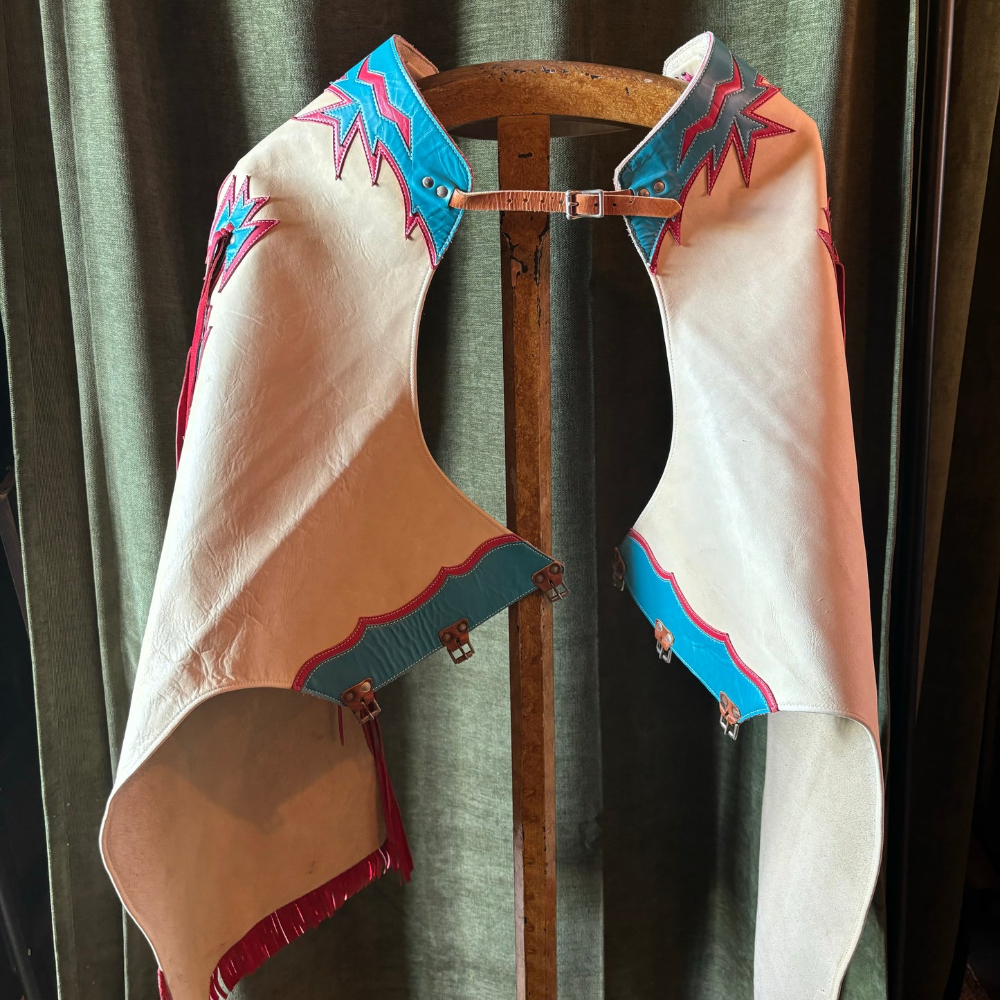 Red, White and Blue Fringed Leather Chaps