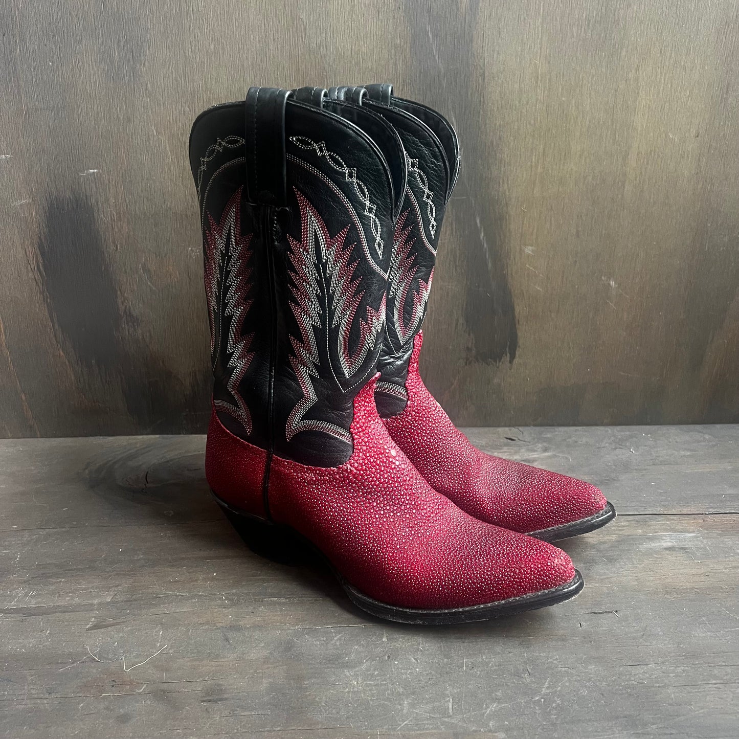 Tony Lama Red and Black Stingray Boots