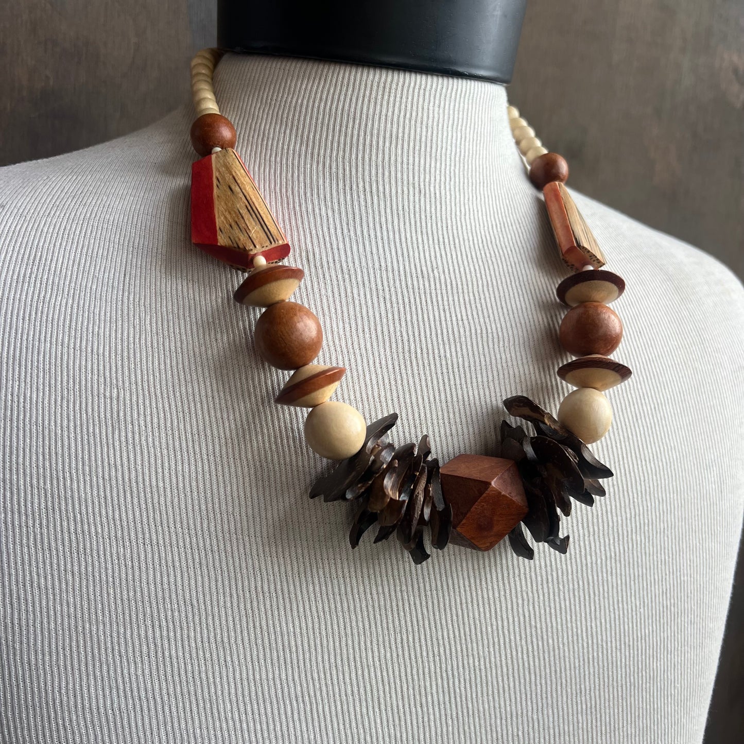 Wood Bead Statement Necklace