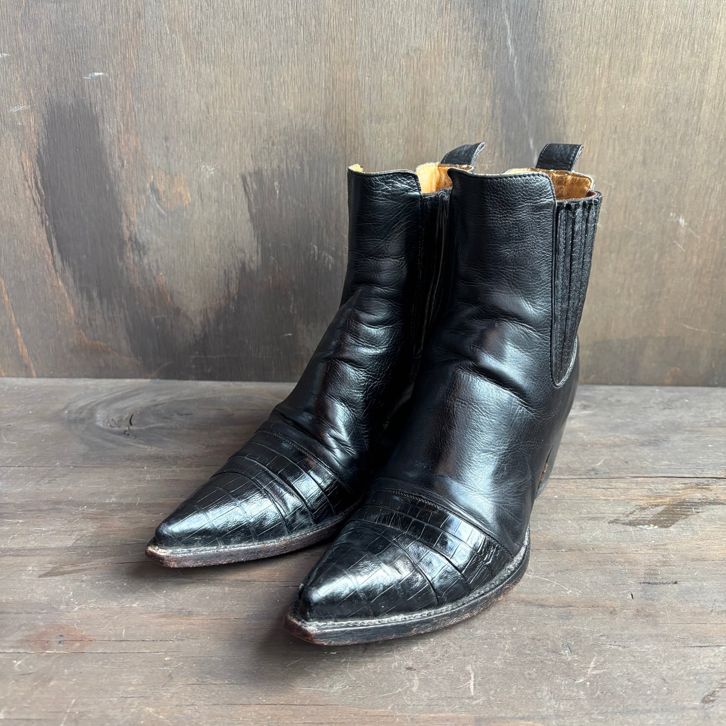 Liberty Caiman and Calfskin Ankle Boots