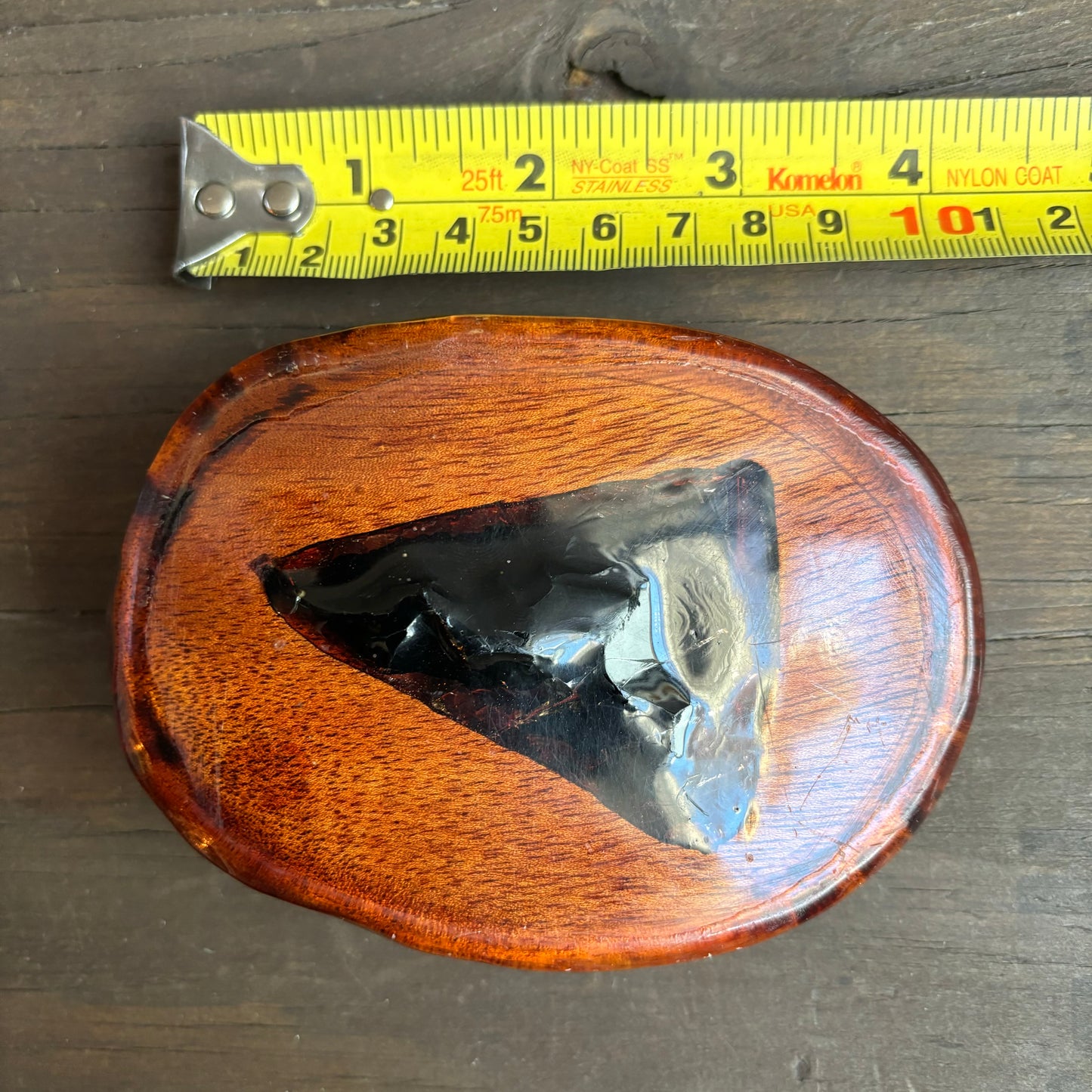 Laquered Wood and Amber Belt Buckle