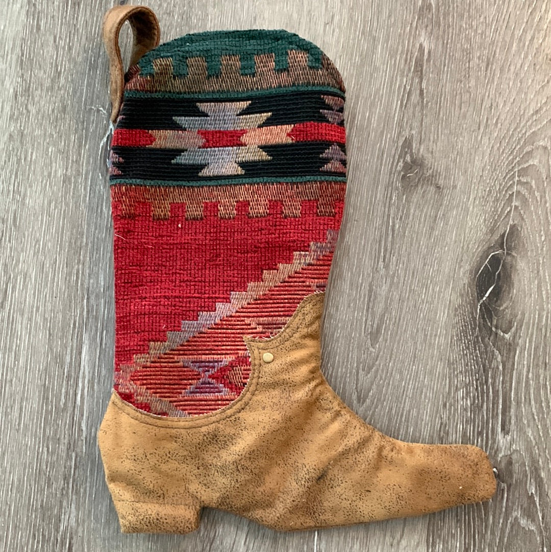 Southwestern woven Cowboy boot Christmas stocking