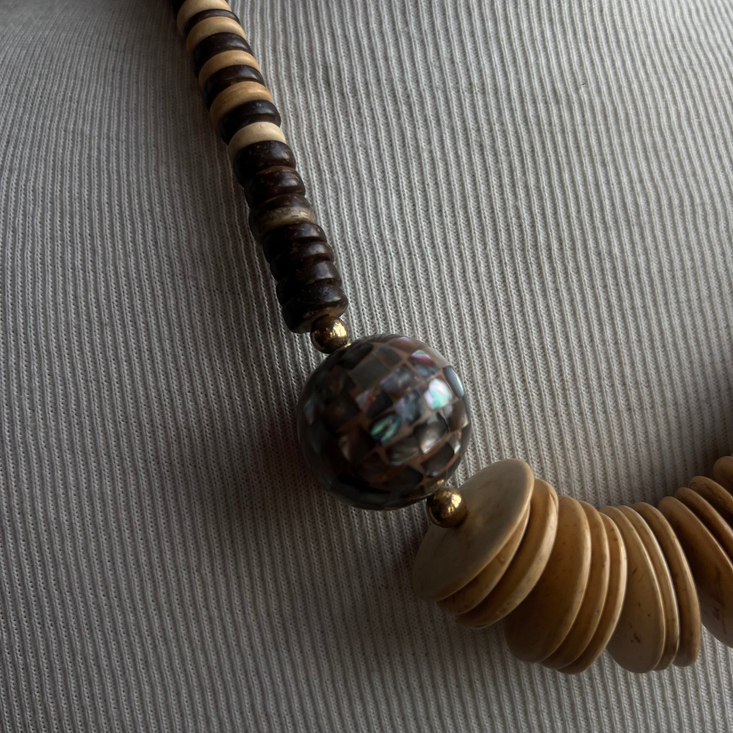Wood Disk Bead Necklace