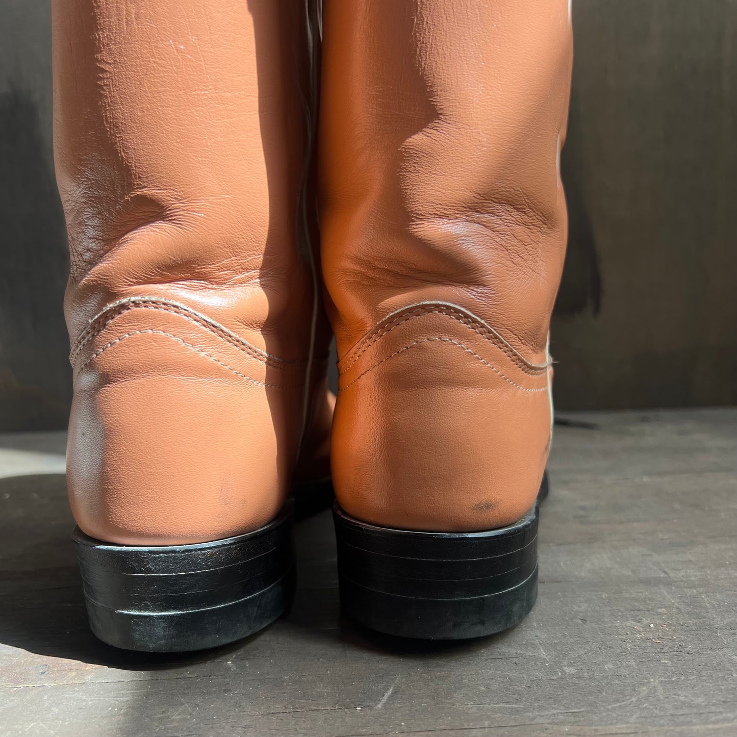 Justin Peach Leather Roper Boots