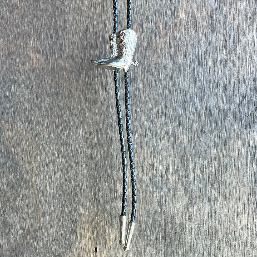 Silver Toned Cowboy Boot Bolo