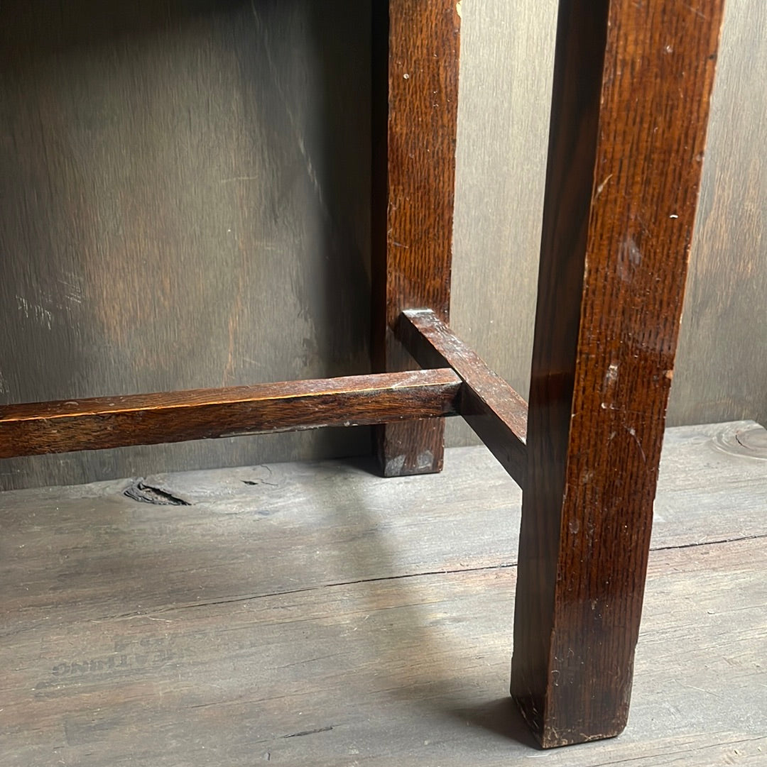 Leather and Wood Foot Stool