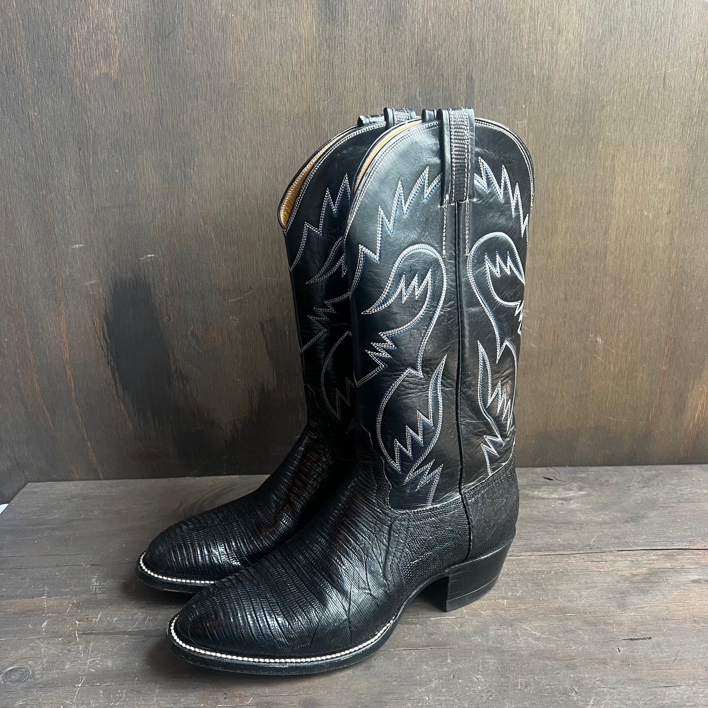Miller Western Black Leather and Reptile Boots