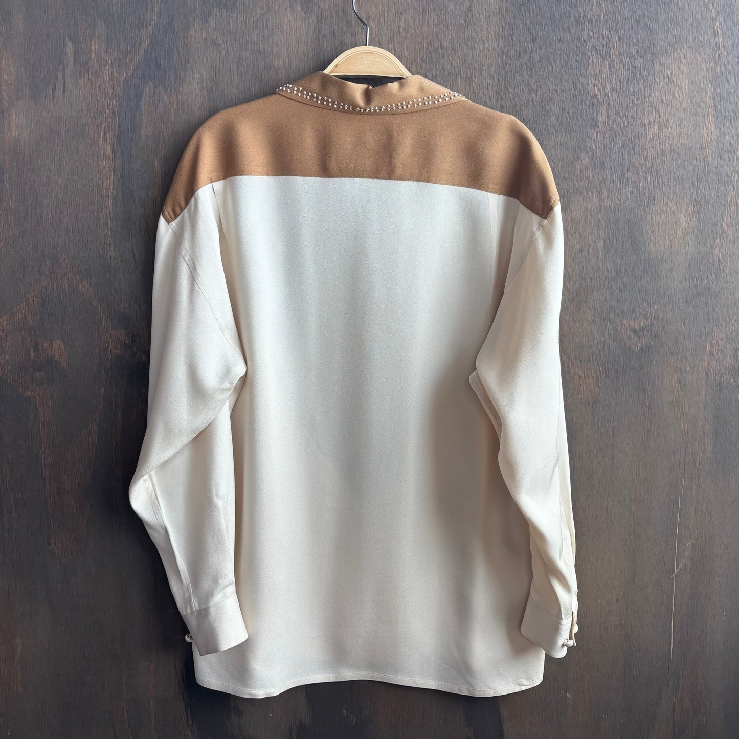 Two-Tone Silk Button Up