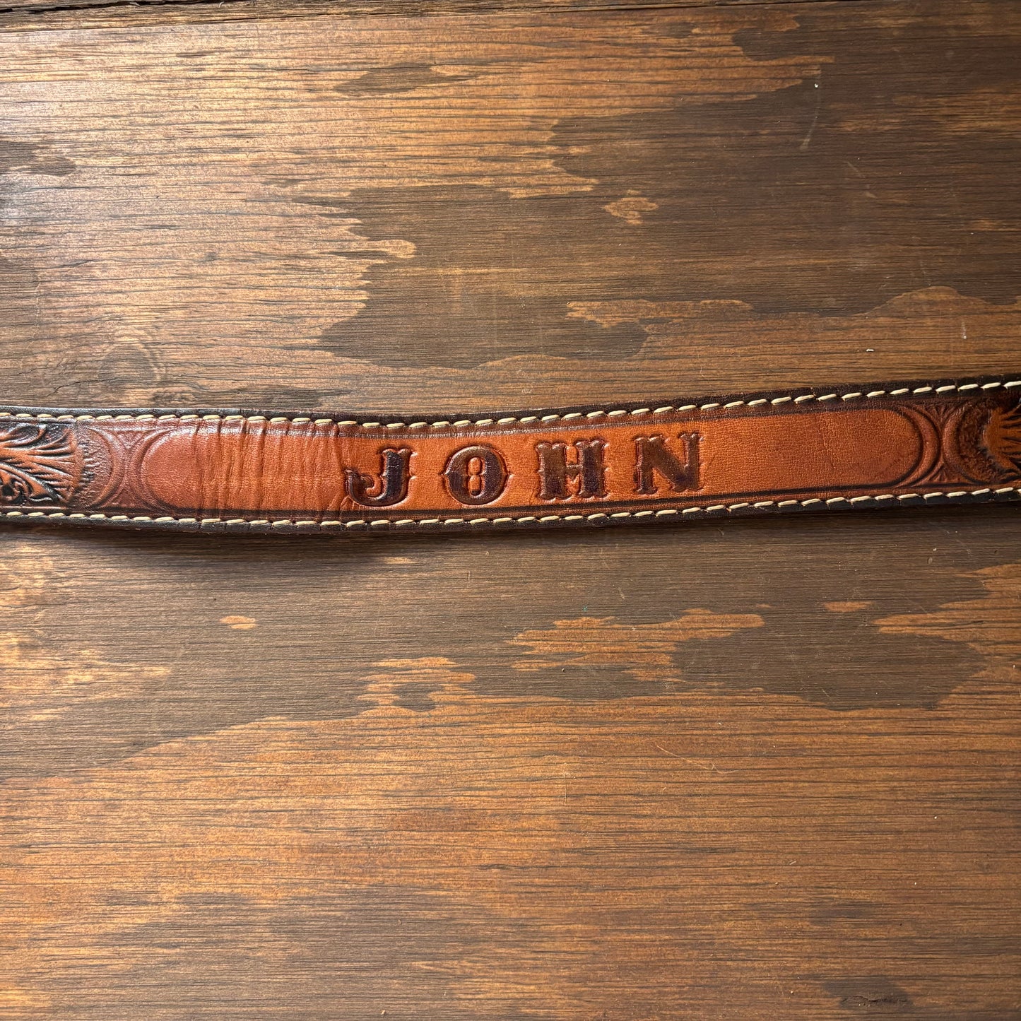 Vintage Tooled Leather John Belt