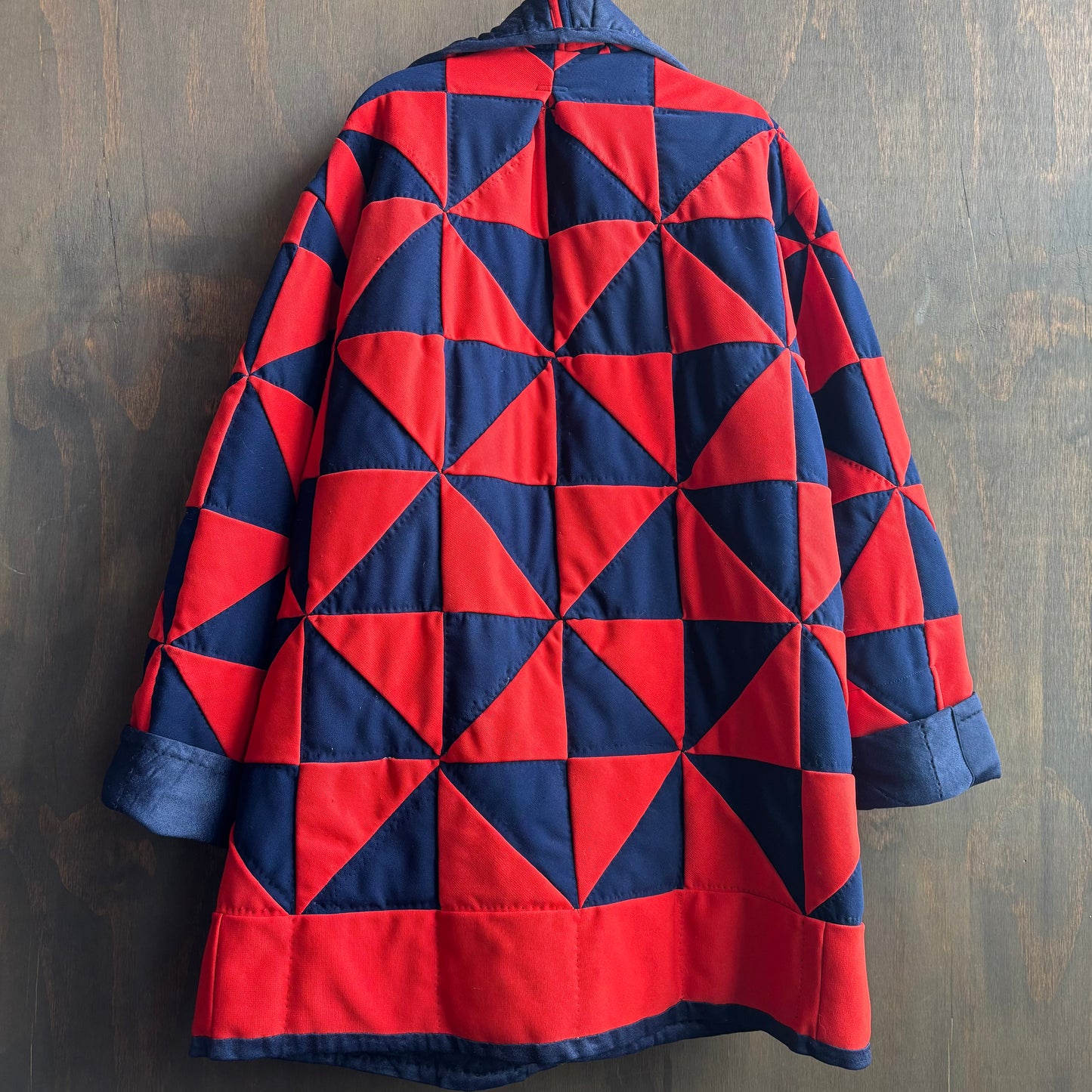 Vintage Red and Navy Quilt Jacket