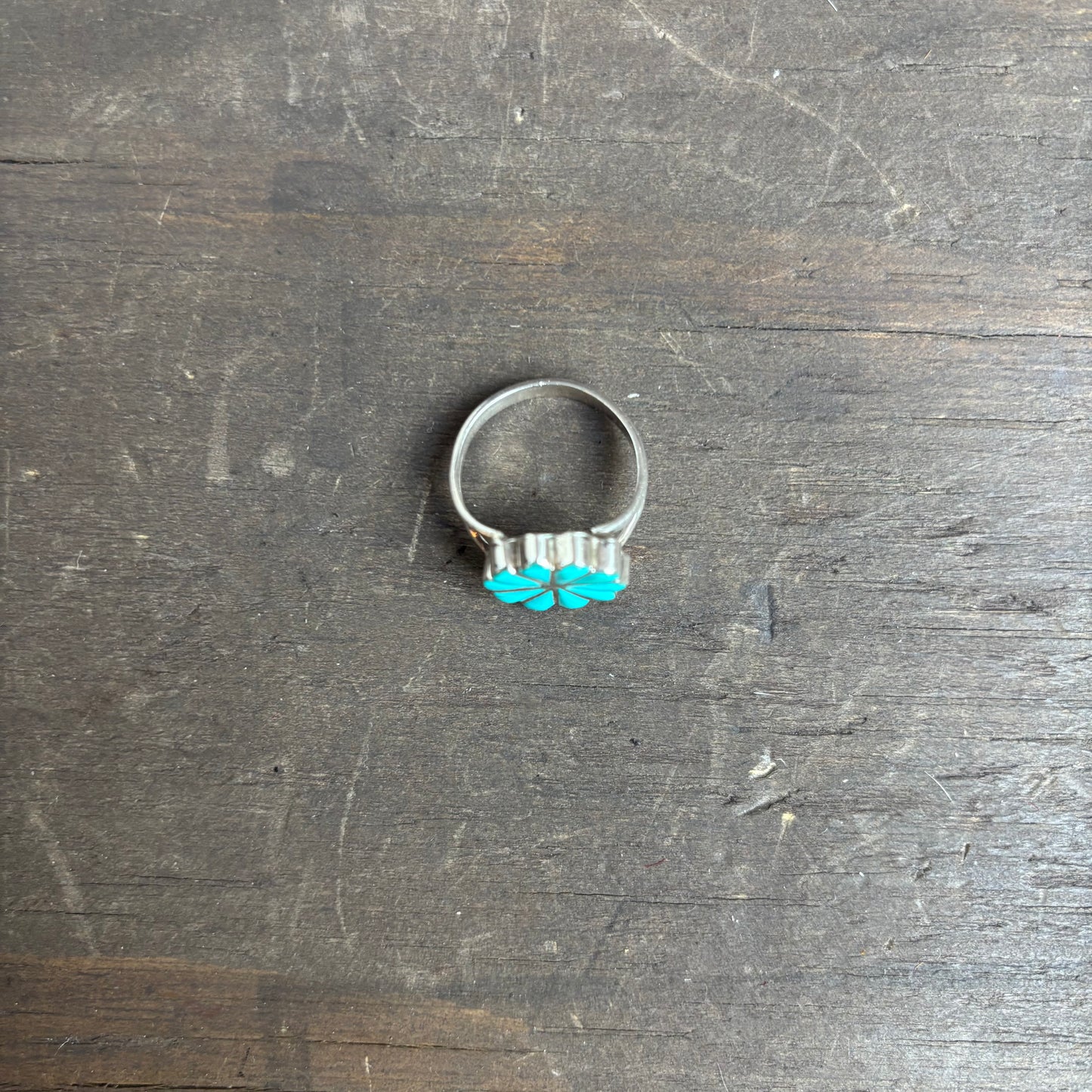 Silver Turquoise Flower Ring