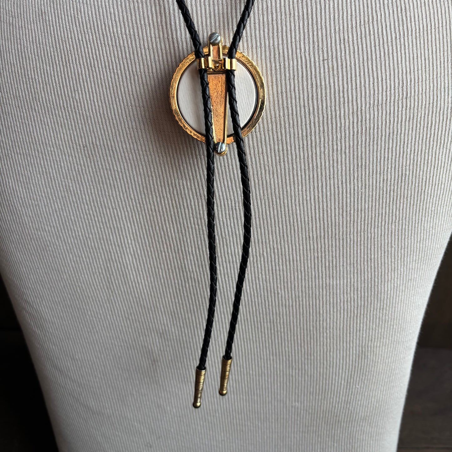 City Scape Bolo on Black Leather Tie