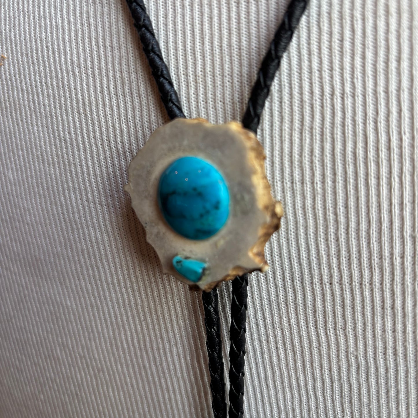 Wood and Stone Bolo on Black Tie