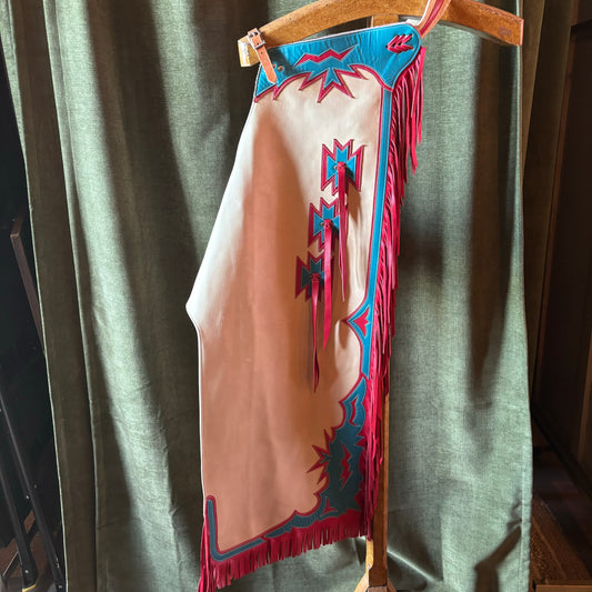 Red, White and Blue Fringed Leather Chaps