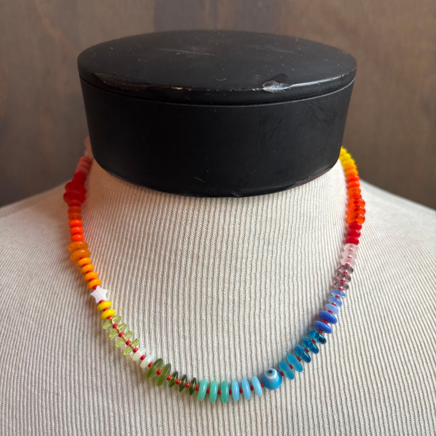 Ostrich Moon Rainbow Bead Necklace