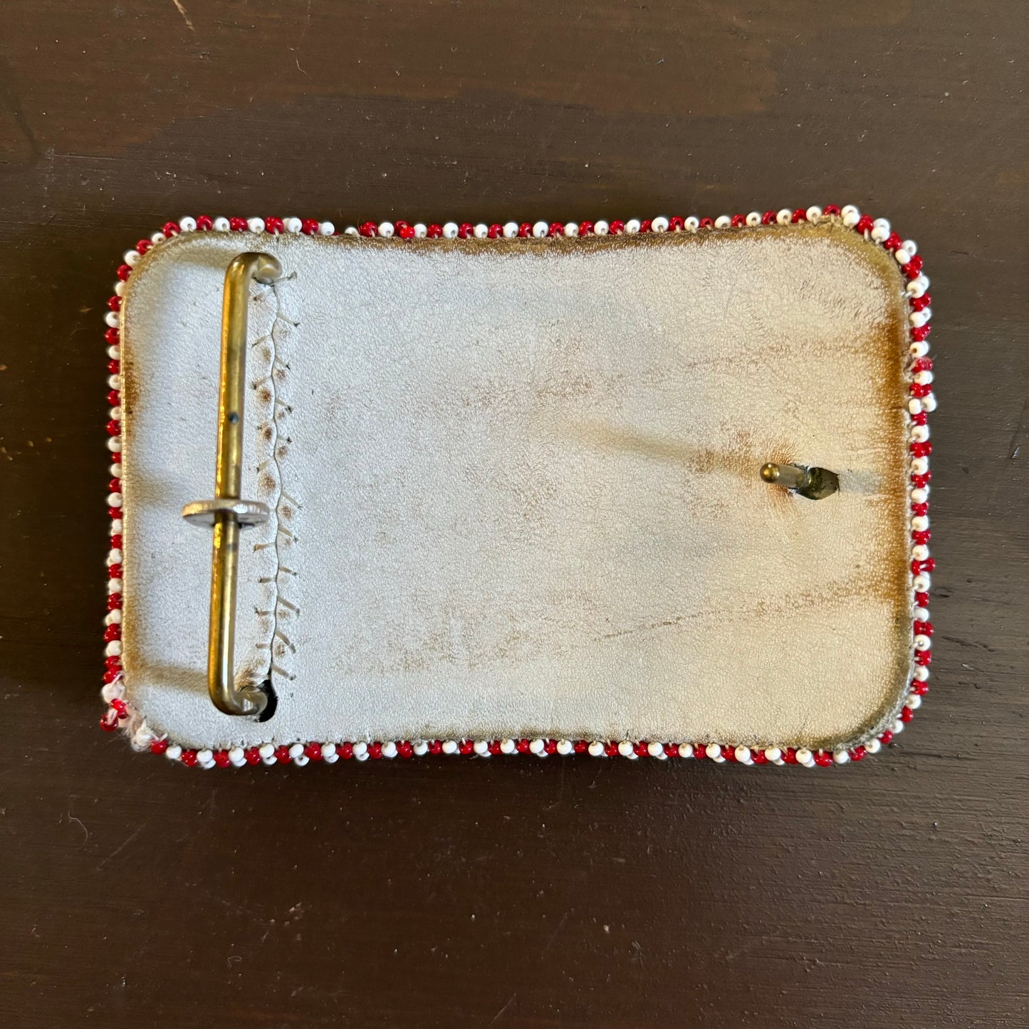 Vintage Handmade Seed Bead Belt Buckle with Thunderbird