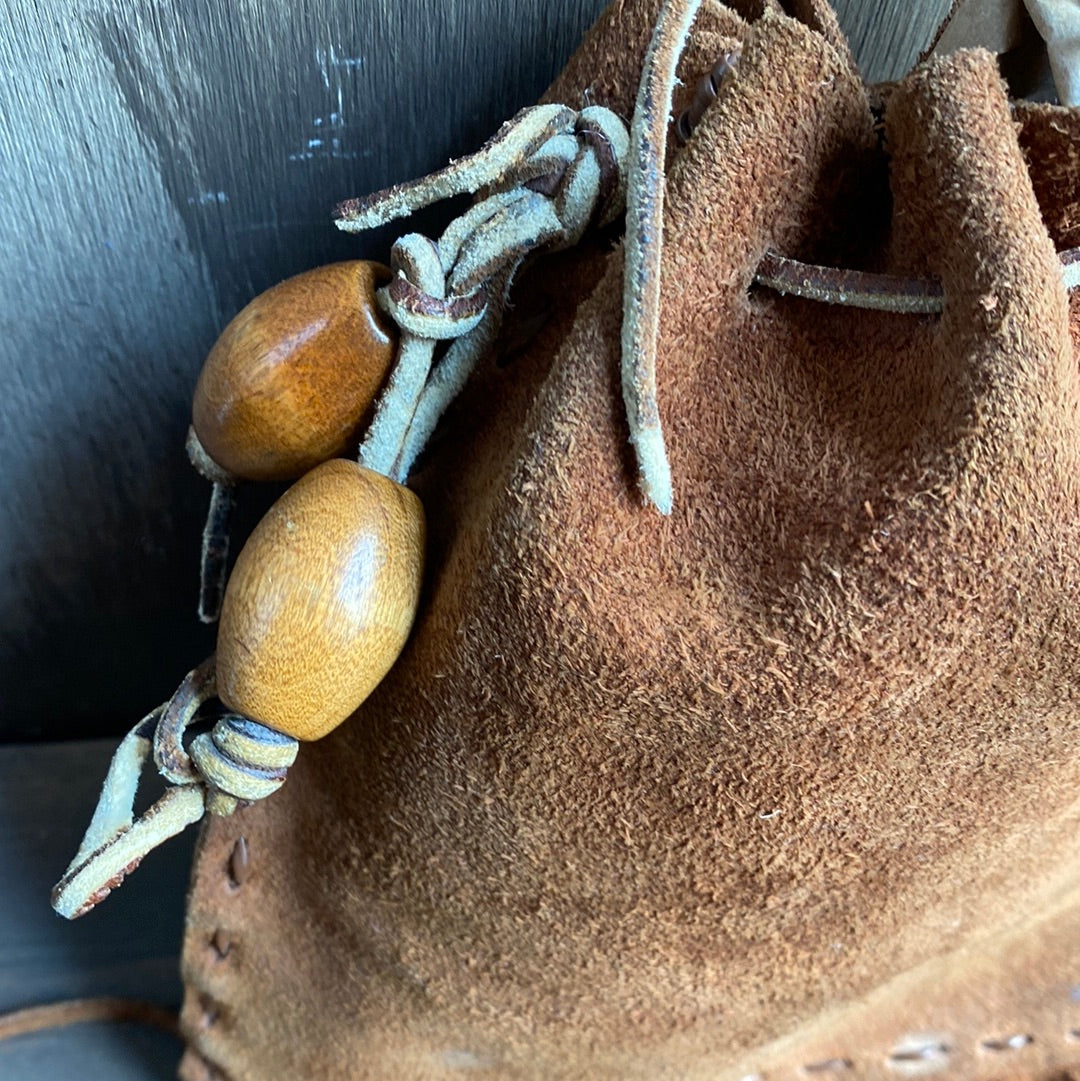 Vintage leather fringe pouch